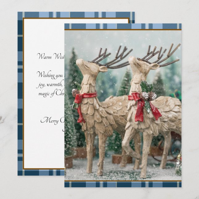 Rustic Blue Buffalo Play Watercolor Reindeer Julkort (Fram/baksida)