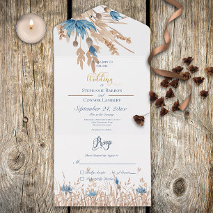 Rustic Blue Cornblommor & Wheat White No Middag
