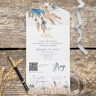 Rustic Blue Cornblommor & Wheat White QR-kod