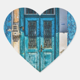 Rustic Blue Distress Paint Door Stickers Hjärtformat Klistermärke
