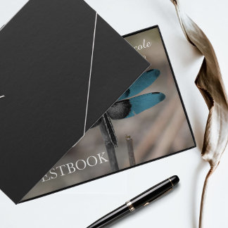 Rustic Blue Dragonfly Bröllop Guestbook Gästböcker