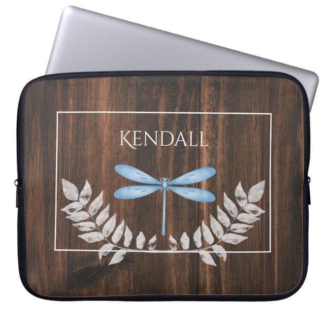 Rustic Blue Dragonfly Personlig Laptop sleeve (Framsidan)