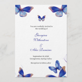 Rustic Blue Editable Photo Wedding Invite Inbjudningar