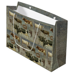 Rustic Blue Farm Cow Wooden Mönster Masculine Papp