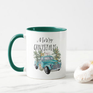 Rustic Blue Farmhouse Lastbil jul Mugg