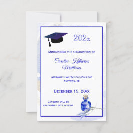 Rustic Blue Flaska Lavender Blommigt Studenten Meddelande