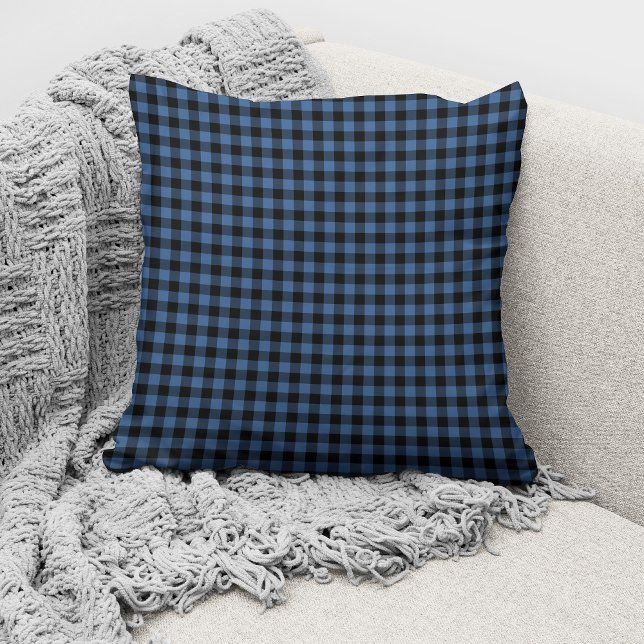 Rustic Blue Gingham Checks Mönster Kudde (Skapare uppladdad)