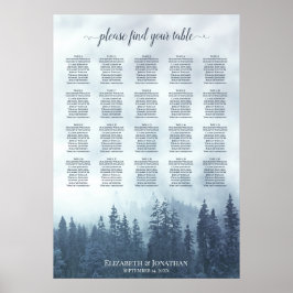 Rustic Blue Gräs 20 Bord Bröllop sätesdiagram Poster