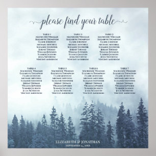 Rustic Blue Gräs 7 Bord Bröllop 7 Poster