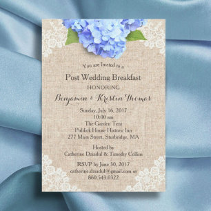 Rustic Blue Hydrangea Post Bröllop Breakfast #2 Inbjudningar