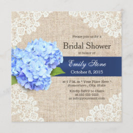 Rustic Blue Hydrangea Snöre & Burlap Möhippa Inbjudningar