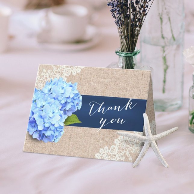 Rustic Blue Hydrangea Snöre & Burlap Tack (Skapare uppladdad)