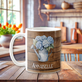 Rustic Blue Hydrangea Watering Kan Personlig Kaffemugg