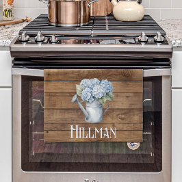 Rustic Blue Hydrangea Watering Kan Personlig Kökshandduk