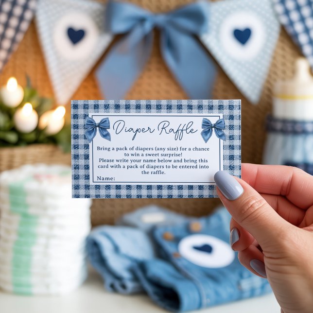 Rustic Blue Jean Denim Diaper Raffle Baby Shower Tilläggskort (Rustic Blue Jean Denim Diaper Raffle Baby Shower Enclosure Card)
