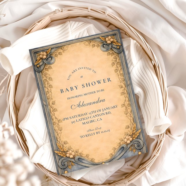 Rustic Blue Jeans Baby Shower Inbjudningar (Skapare uppladdad)