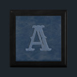 Rustic Blue Leather Struktur Monogram Initial Minnesask<br><div class="desc">Den här personligen har en texturerad bakgrund av ett faux blue-läder med en monogrammad början för att du ska kunna anpassa dig. Designad av världsberömd konstnär ©Tim Coffey.</div>