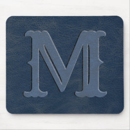 Rustic Blue Leather Struktur Monogram Initial Musmatta