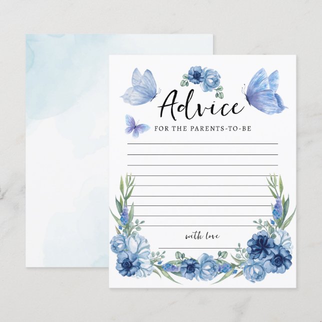 Rustic Blue Little Butterfly Advice-spel (Fram/baksida)