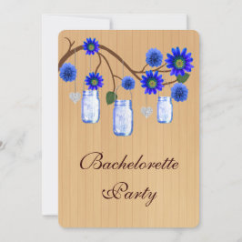 Rustic Blue Mason Burk Bachelorette Party Inbjudan