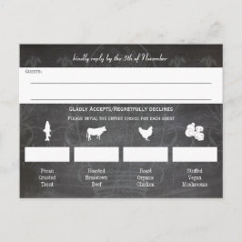 Rustic Blue Mason Burk Chalkboard Bröllop Inbjudan Vykort
