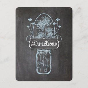 Rustic Blue Mason Burk Chalkboard Bröllop Tilläggskort