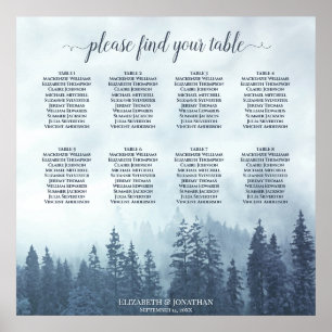 Rustic Blue Mountain Gräs 8 Bord Sittdiagram Poster