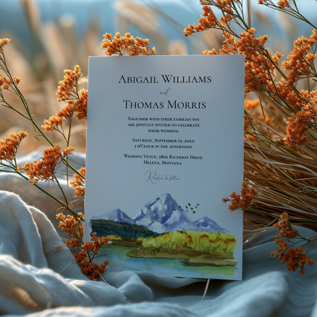 Rustic Blue Mountain Wedding Invitation Inbjudningar (Skapare uppladdad)