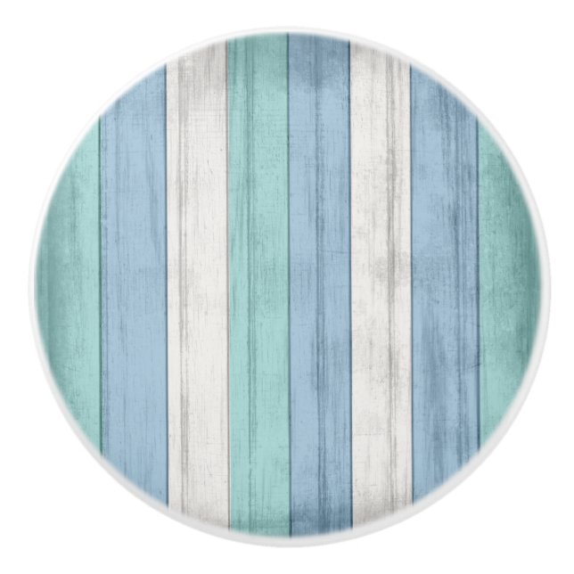 Rustic Blue Nautical Beach Wood Rand Knopp (Framsidan)