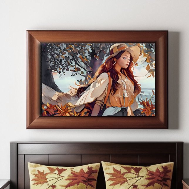 Rustic Blue och Tan Watercolor Girl Poster (Skapare uppladdad)