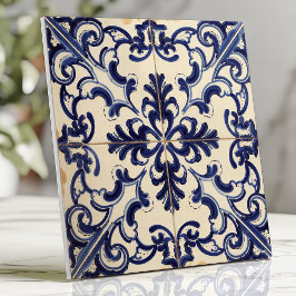 Rustic Blue och White Majolica Kakelplatta
