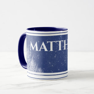 Rustic Blue Personlig Namn Mugg