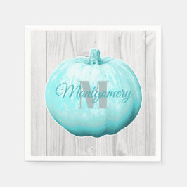Rustic Blue Pumpkin & White Barn Wood | Anpassning Pappersservett