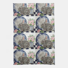 Rustic Blue Rabbit Bunny Dedham Land Kökshandduk