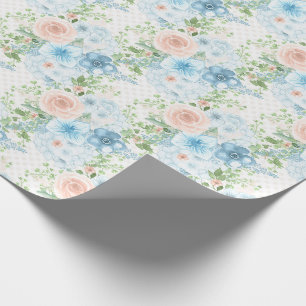 Rustic Blue Rosa Grönt Blommigt Shabby chic Presentpapper