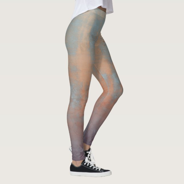 Rustic Blue Rust Abstrakt Art. 67 Leggings (Höger)