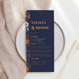 Rustic Blue Rust Boho Bröllop Menu Meny