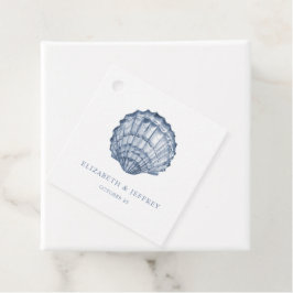 Rustic Blue Seashells Marine Ocean Beach Wedding Gåvor Etiketter