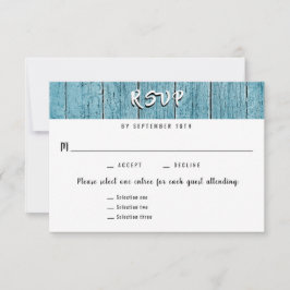 Rustic Blue Shiplap 3 Entree OSA Bröllop Response Kort