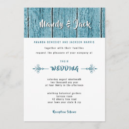 Rustic Blue Shiplap Wood Snyggt Modern Bröllop Inbjudningar