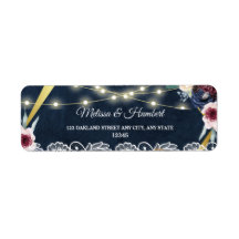 Rustic Blue String Ljus Bröllop Returadress