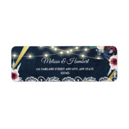 Rustic Blue String Ljus Bröllop Returadress Returadress Etikett
