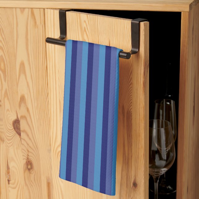 Rustic Blue Stripe Kökshandduk (Thirds Fold)