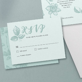 Rustic Blue Whimsical Blommigt OSA Kort
