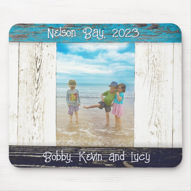 Rustic Blue White Beach Wood Photo Frame Musmatta (Framsidan)