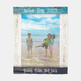 Rustic Blue White Beach Wood Text Photo Frame Fleecefilt