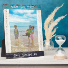 Rustic Blue White Beach Wood Text Photo Ram