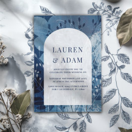 Rustic Blue & White Botancial Wedding Invitation Inbjudningar