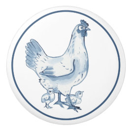 Rustic Blue & White Chicken Hen Chick Land Knopp