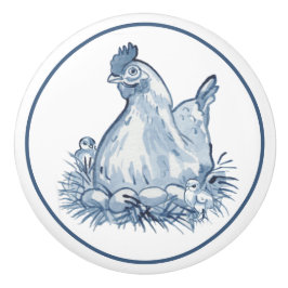 Rustic Blue & White Chicken Hen Egg Chick Land Knopp